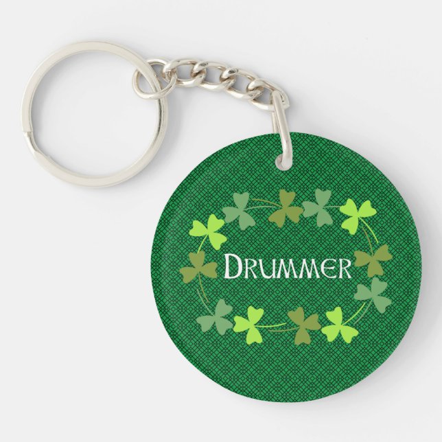 Drummer Shamrock Oval Keychain (Front)