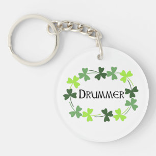 Drummer Shamrock Oval Keychain