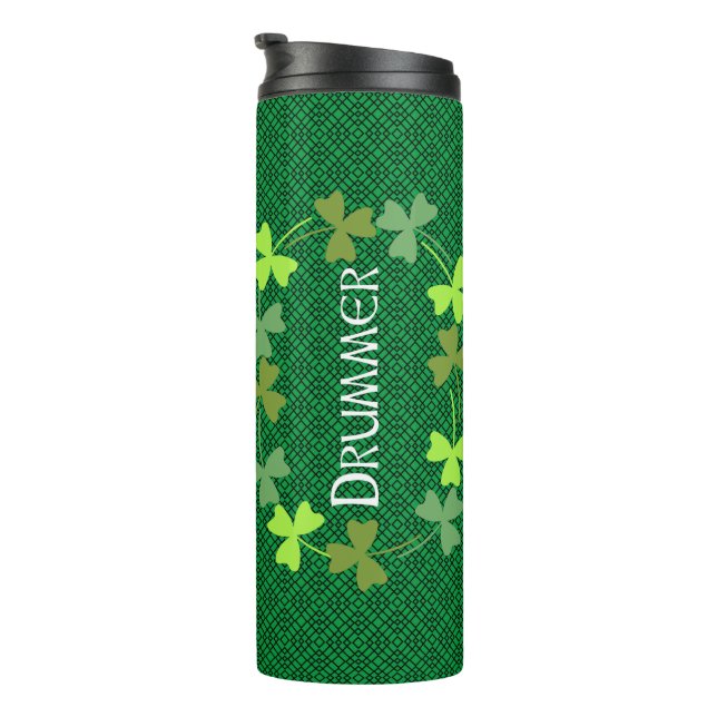 Drummer Shamrock Oval Thermal Tumbler (Rotated Right)