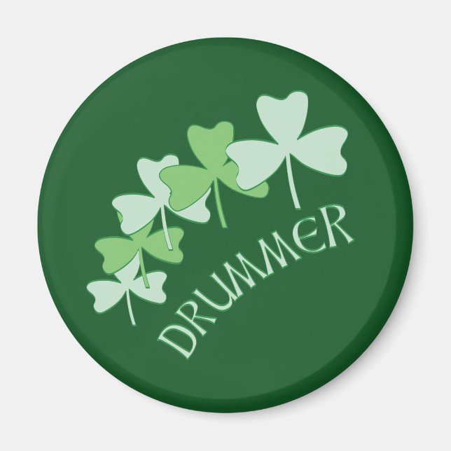 Drummer Shamrocks Outlined Green Magnet (Front)
