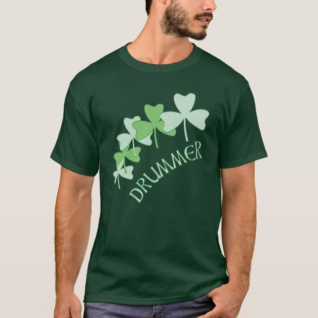 Drummer Shamrocks Outlined T-Shirt (Front)