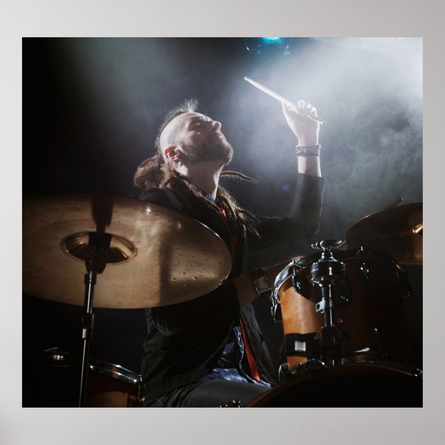Drummer silhouette, dark stage setting poster (Front)