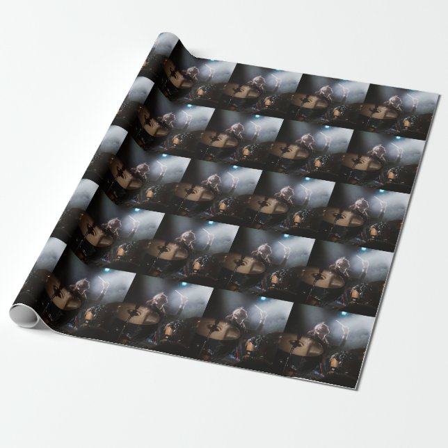 Drummer silhouette, dark stage setting wrapping paper (Unrolled)