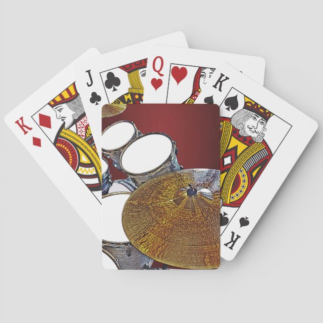 Drummer Snare Drum Kit Cymbals Percussion Drumming Playing Cards (Back)
