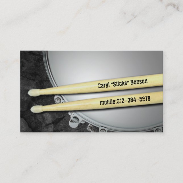 Drummer Snare et Sticks Carte de visite musicien (Devant)