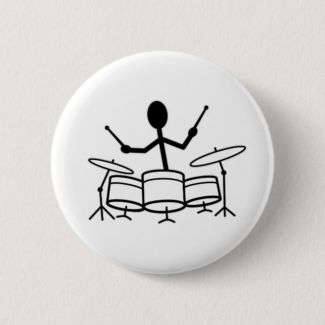 Drummer Stick Figure 2 Inch Round Button (Front)