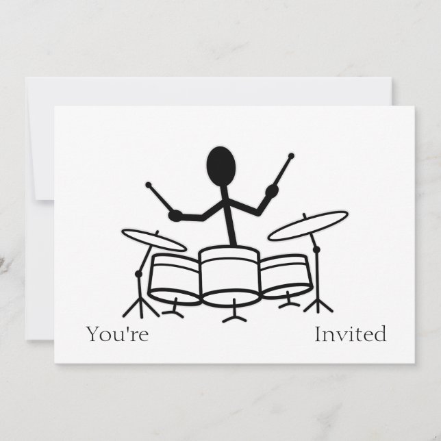 Drummer Stick Figure Invitation (Front)