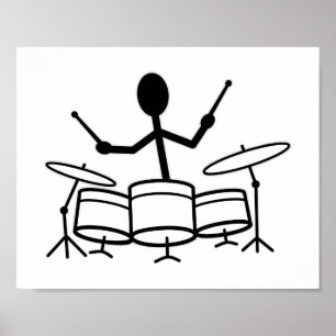Drummer Stick Figure Poster