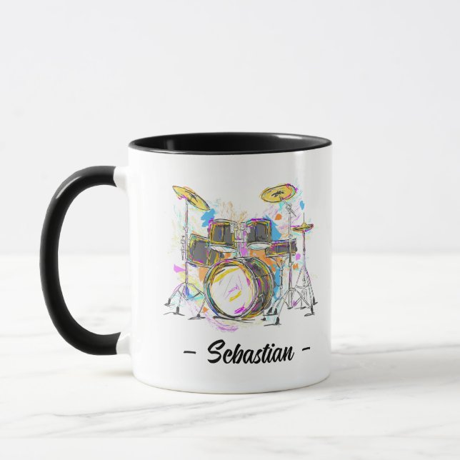 Drummer Unique Gift for Drummers personalized  Mug (Left)