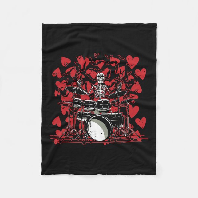 Drummer Valentines Day Rock N Roll Drum Music Love Fleece Blanket (Front)