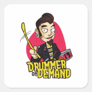 Drummer with Drumsticks Square Sticker