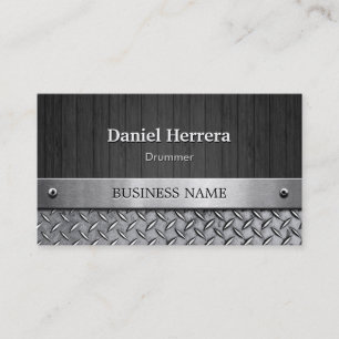 Drummer - Wood and Metal Look Business Card
