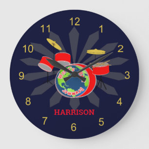 Drummer Worlds Best Funny  Personalized Large Clock