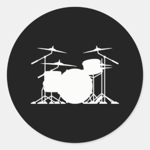 Drummers Drum Set Kit Silhouette Minimalist Classic Round Sticker