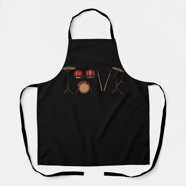 Drummers Drumming Drum Love Drums Marching Band Mu Apron (Front)