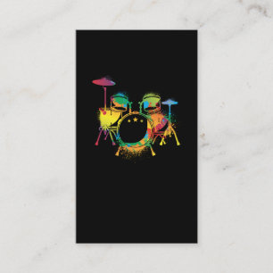 Drumming Colorful Drum Set Retro Drummer Business Card