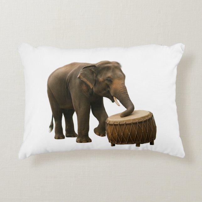 Drumming Elephant Pil Accent Pillow (Front)