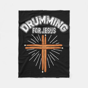 Drumming For Jesus Christian Cross God Faith Bible Fleece Blanket