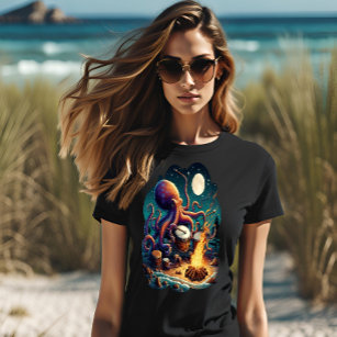 Drumming Octopus by the Campfire T-Shirt