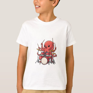 Drumming Octopus Musical Cartoon Kids T-Shirt