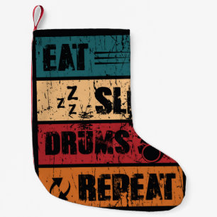 Drumming passion: t-shirt design illustration. small christmas stocking