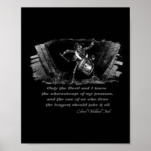 Drumming Pirate Skeleton With Blackbeard Quote Hal Poster