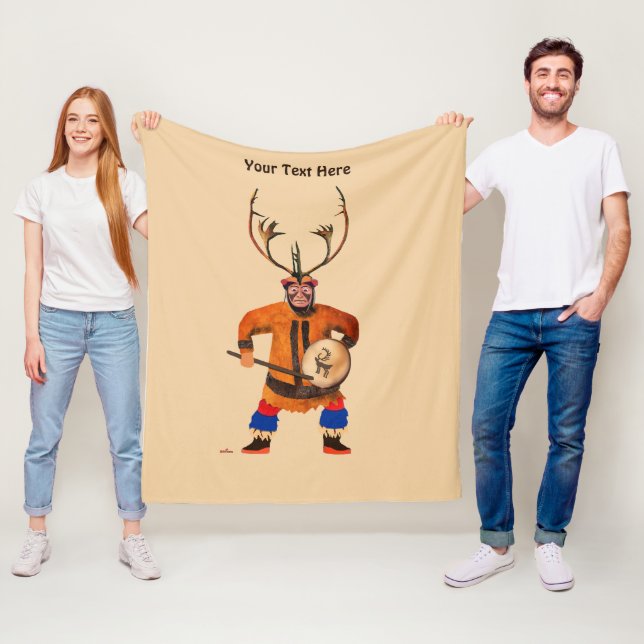 Drumming Shaman Fleece Blanket (In Situ)