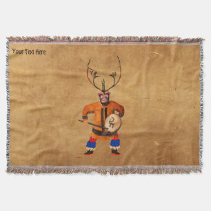 Drumming Shaman Throw Blanket