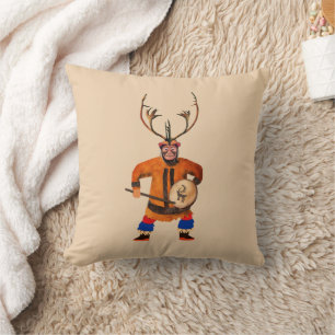 Drumming Shaman Throw Pillow