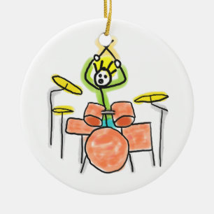 Drumming Stickman Ceramic Ornament