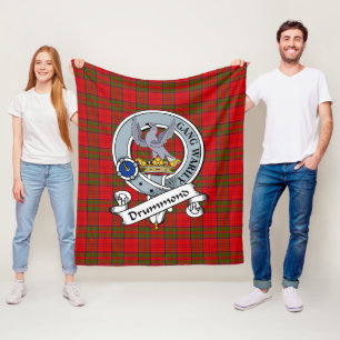 Drummond Clan Badge Tartan Plaid Fleece Blanket