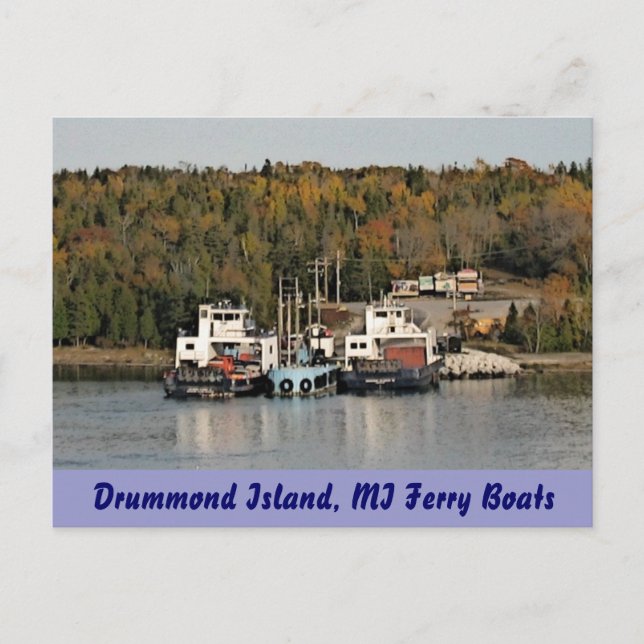 Drummond Island Michigan Ferry Boats Postcard (Front)