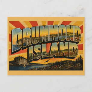 Drummond Island Michigan Limestone Cliff Alvar Art Postcard
