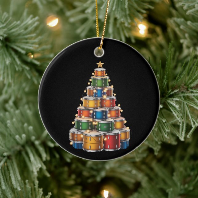 Drumms Xmas Christmas Tree Drummer  Ceramic Ornament (Tree)
