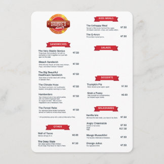 "Drumpf's Diner" Menu