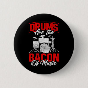 Drums Are The Con Of Music Bbq Meat Drumming  2 Inch Round Button