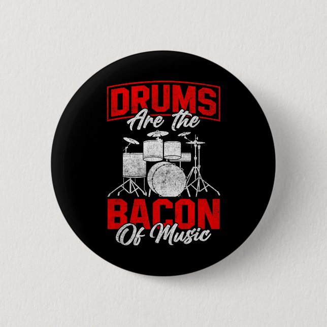 Drums Are The Con Of Music Bbq Meat Drumming  2 Inch Round Button (Front)