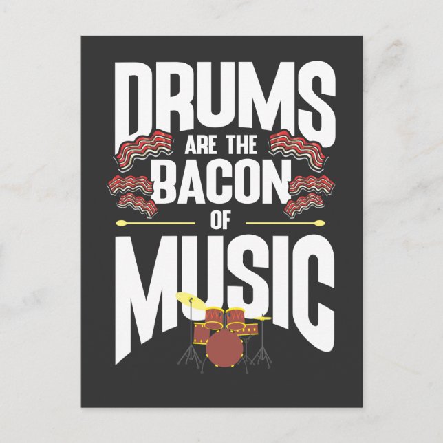 Drums Bacon Music Instrument Drummer Percussion Postcard (Front)