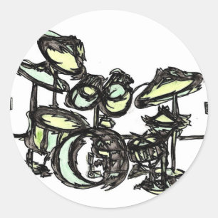 Drums Classic Round Sticker