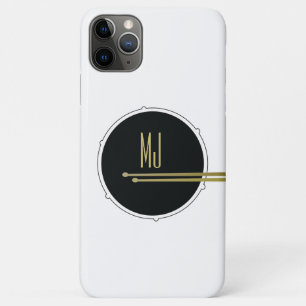 Drums Cool Modern Black and White Initial Monogram iPhone 11 Pro Max Case