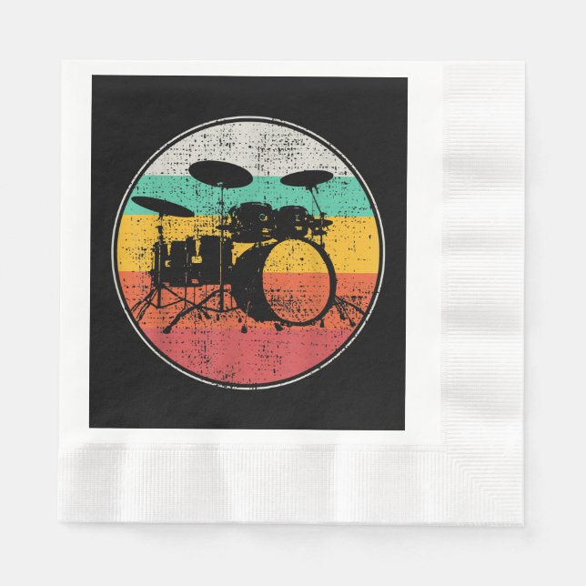 Drums Drummer Band Drumset Retro Vintage Napkin (Front)