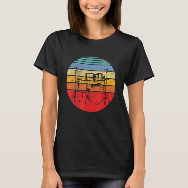 Drums Drummer Band Drumset Retro Vintage T-Shirt (Front)