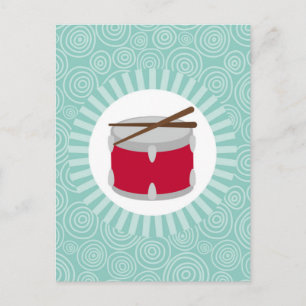 Drums Fun Turquoise Swirl Music Postcard