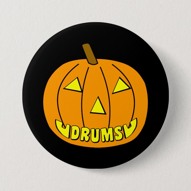 Drums Halloween Pumpkin  3 Inch Round Button (Front)