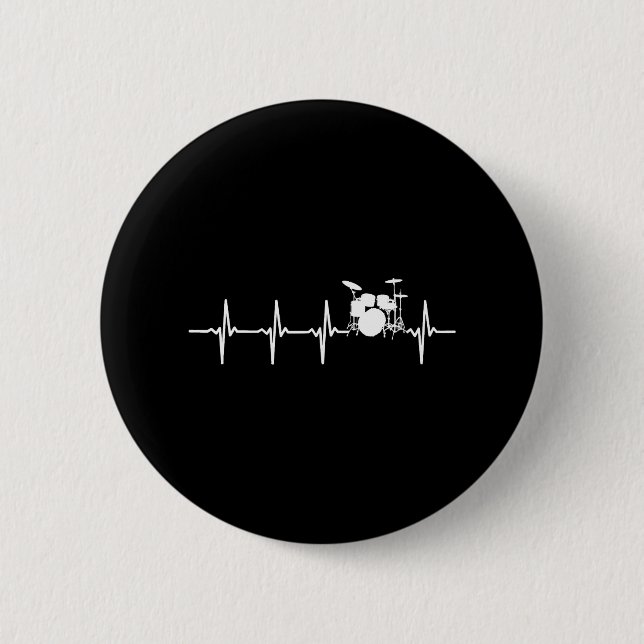 Drums Heartbeat for Drummers & percussionists 2 Inch Round Button (Front)