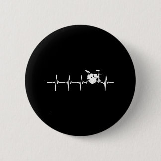 Drums Heartbeat for Drummers & percussionists 2 Inch Round Button