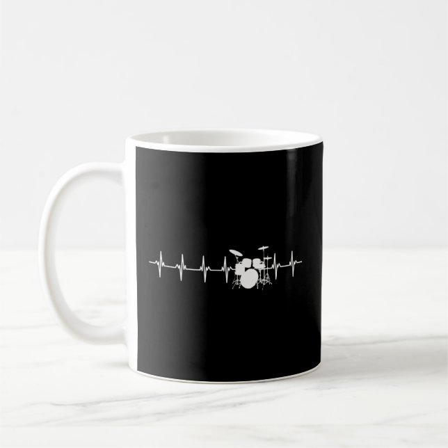 Drums Heartbeat For Drummers Percussionists Drum Coffee Mug (Left)