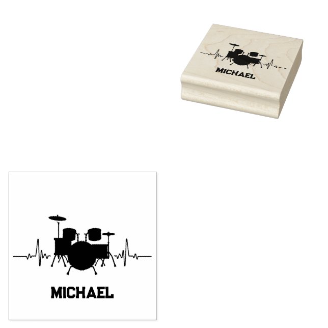 Drums Heartbeat For Drummers Personalized Rubber Stamp (Stamped)