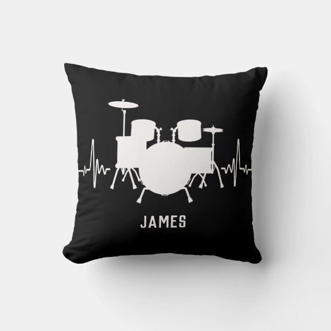Drums Heartbeat For Drummers Throw Pillow (Front)