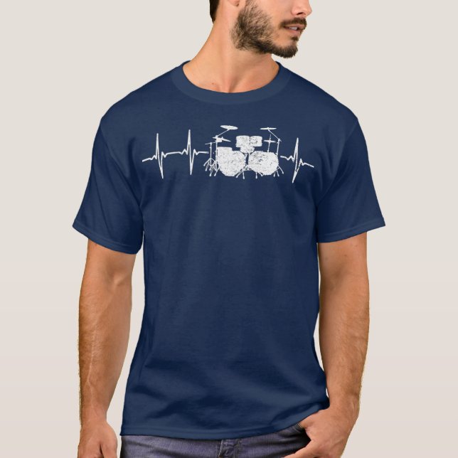 Drums Heartbeat Rock Music Lover Gifts Band T-Shirt (Front)